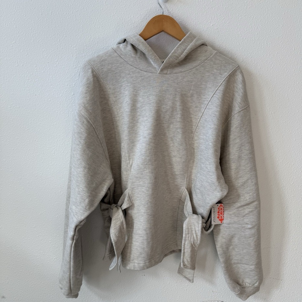 $128 NWT FREE PEOPLE FOR the WIN CINCH HOODIE SWEATSHIRT TIES ~ M - Picture 4 of 12